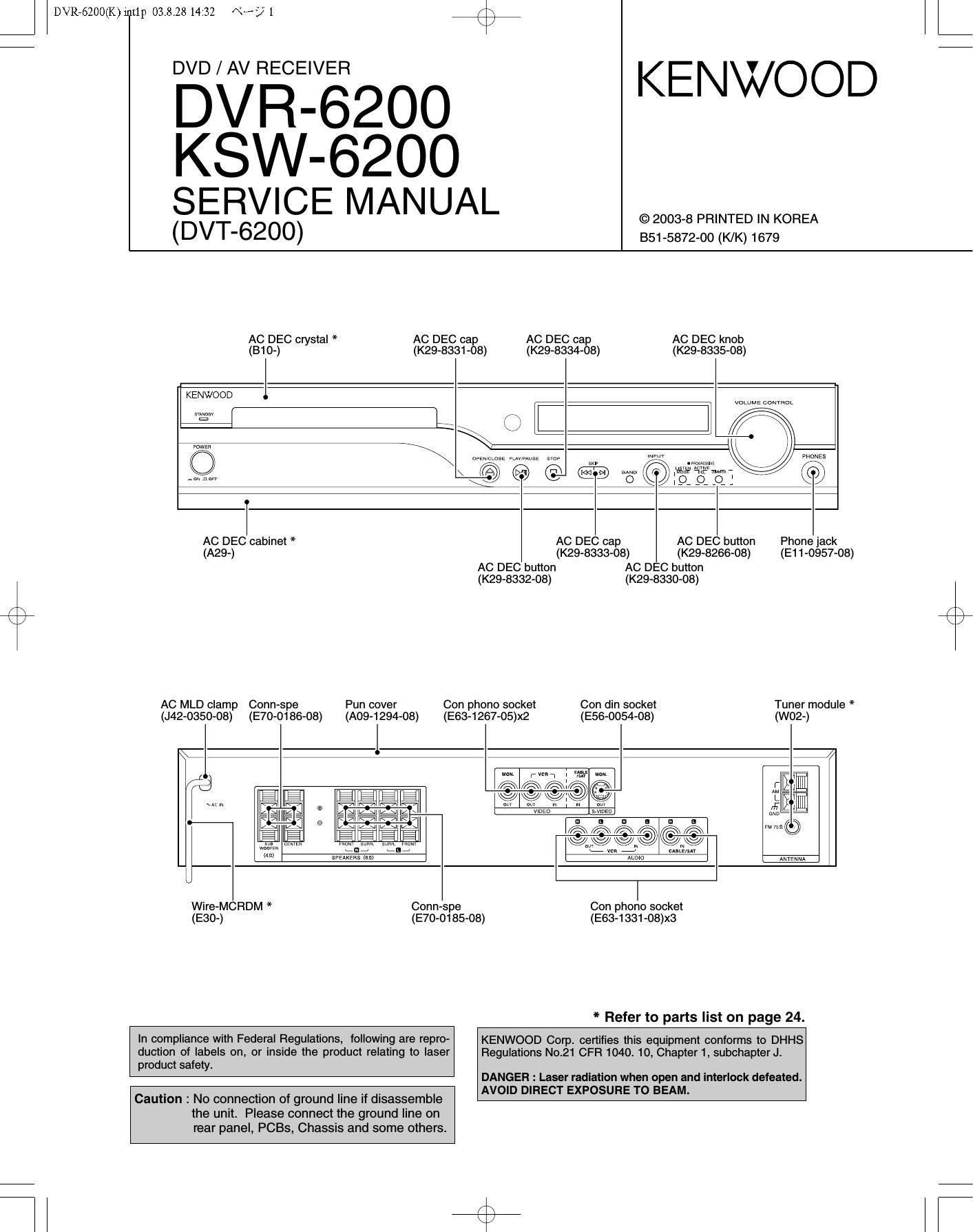 Kenwood DVR 6200 Service Manual