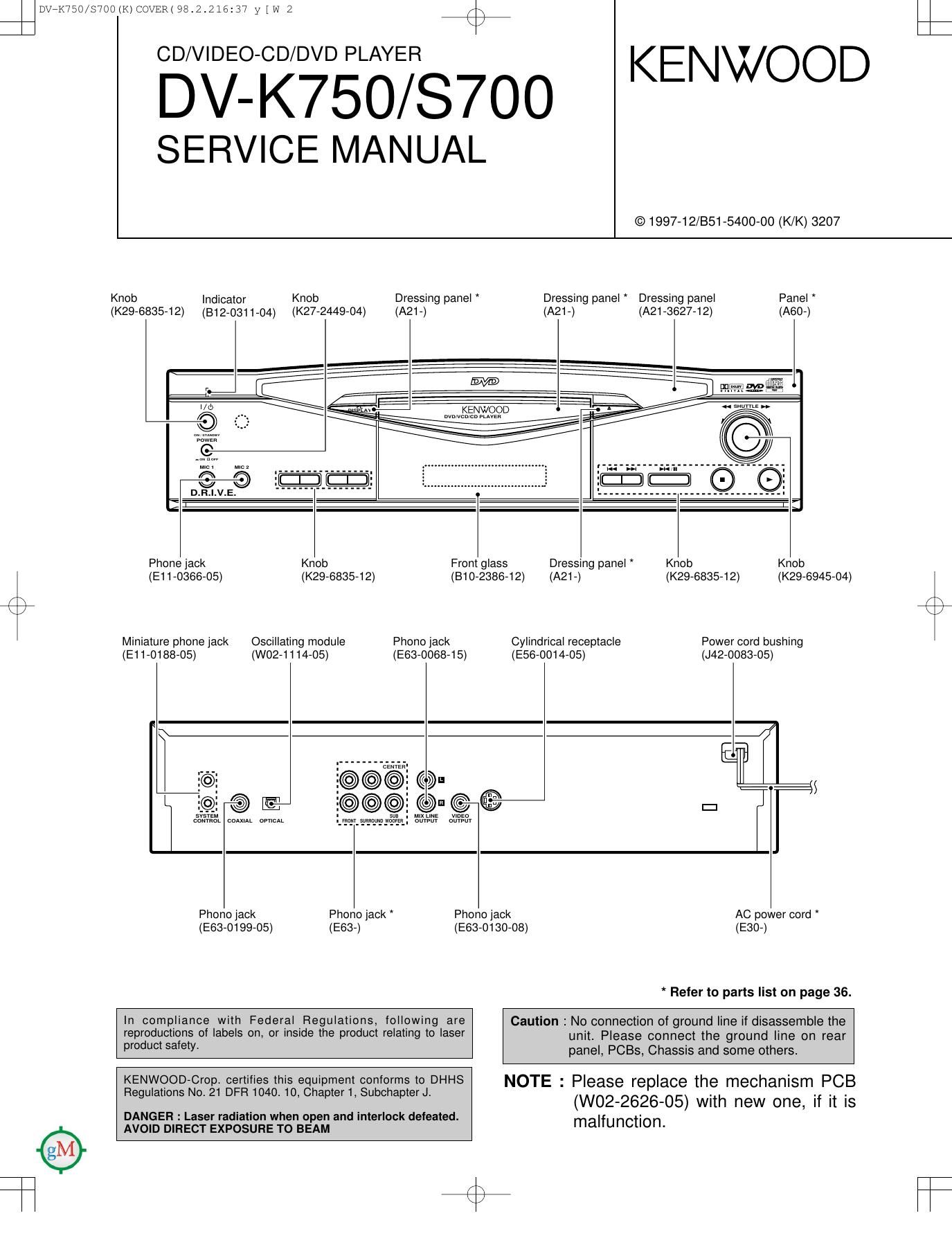 Kenwood DVS 700 Service Manual