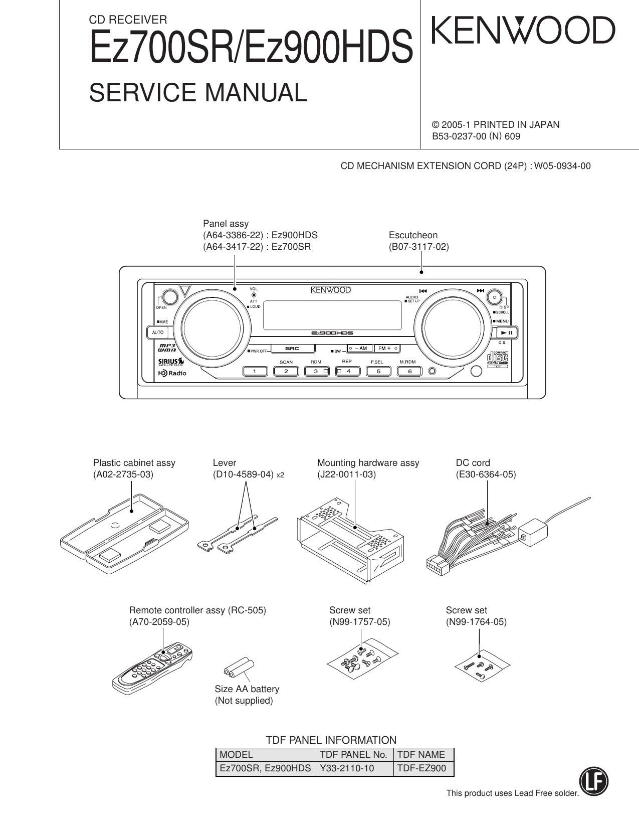 Kenwood EZ 700 SR Service Manual