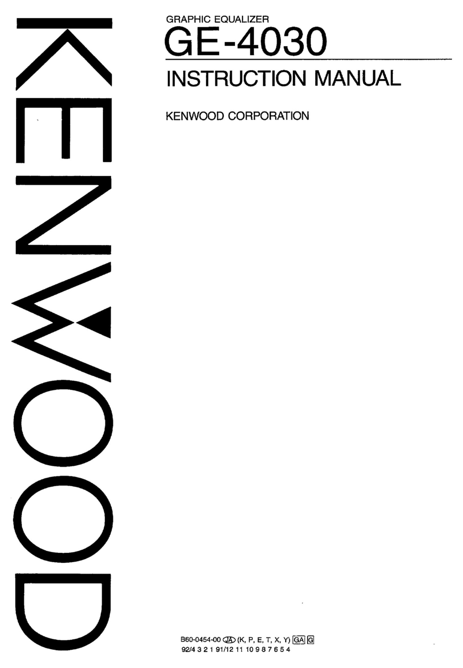 Kenwood GE 4030 Owners Manual