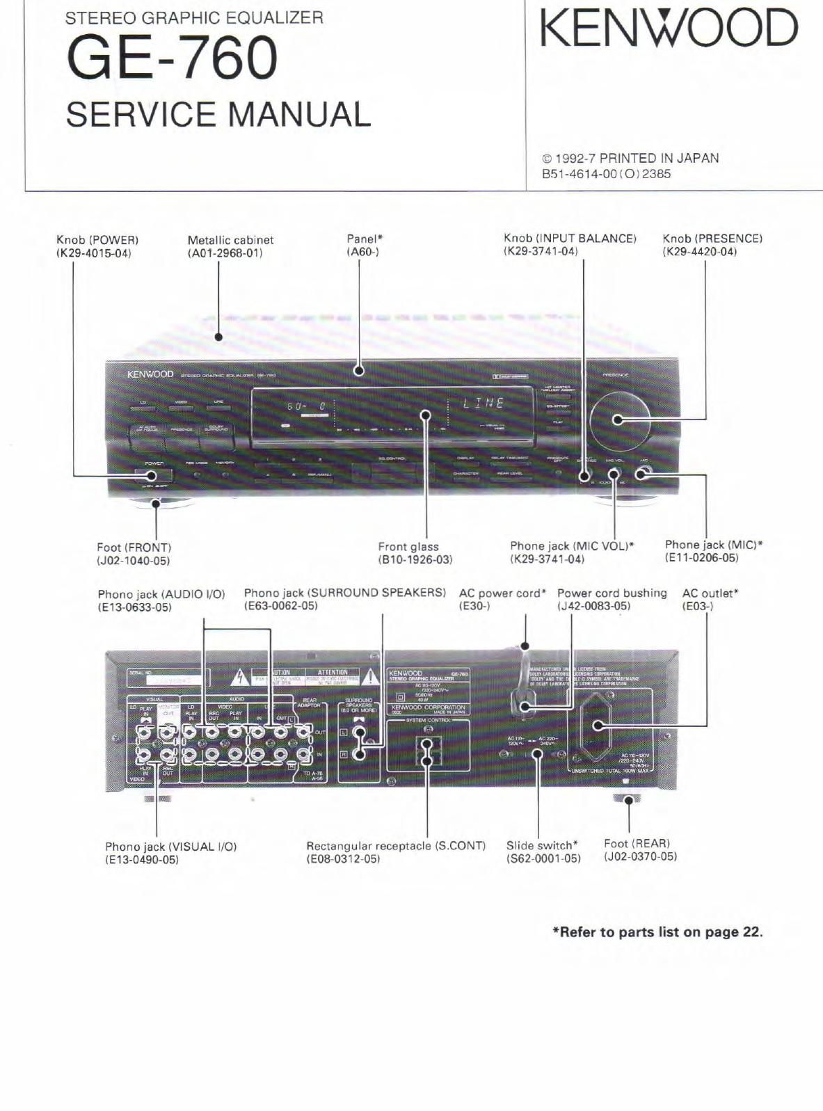 Kenwood GE 760 Service Manual