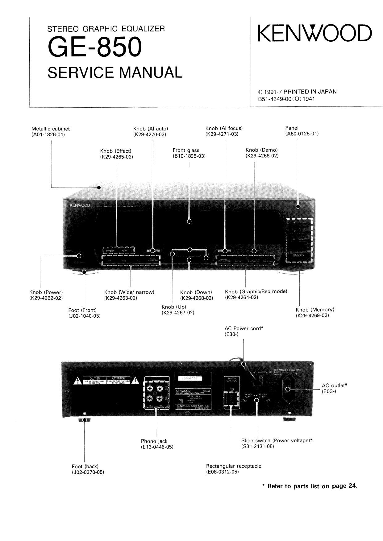 Kenwood GE 850 Service Manual