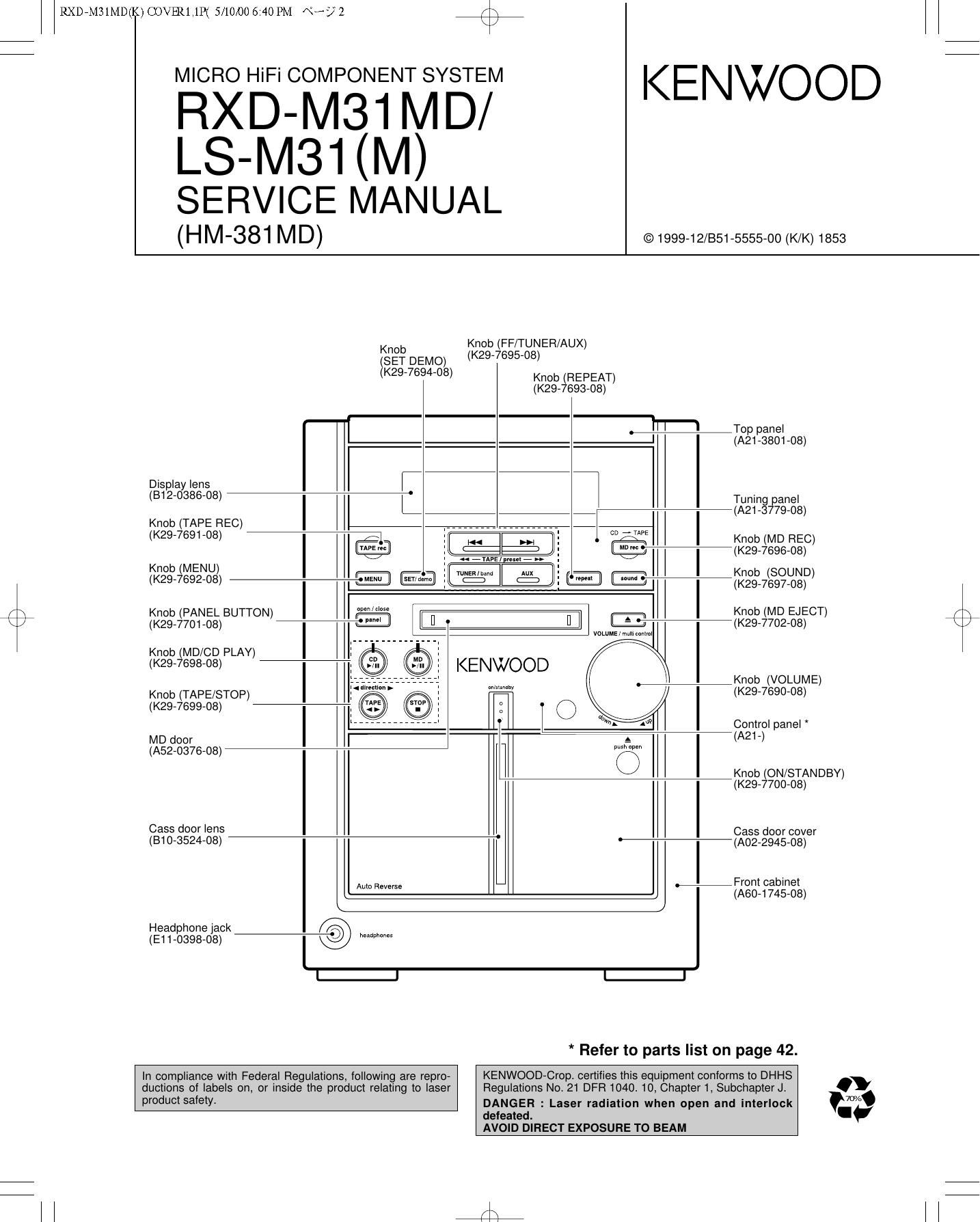 Kenwood HM 381 MD Service Manual