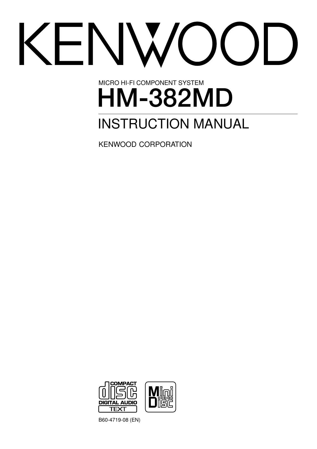 Kenwood HM 382 MD Owners Manual