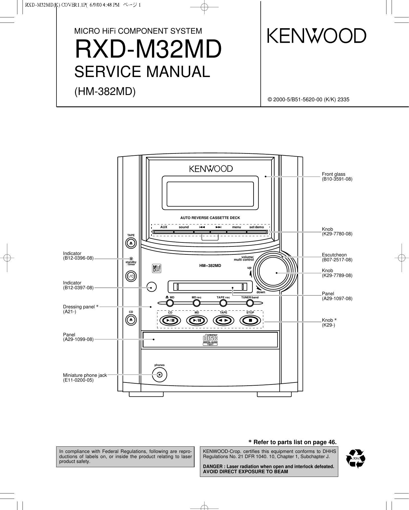Kenwood HM 382 MD Service Manual