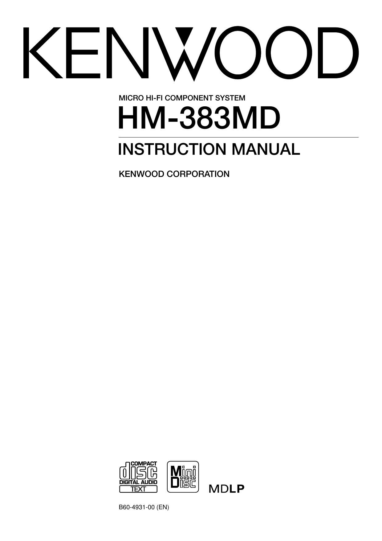 Kenwood HM 383 MD Owners Manual