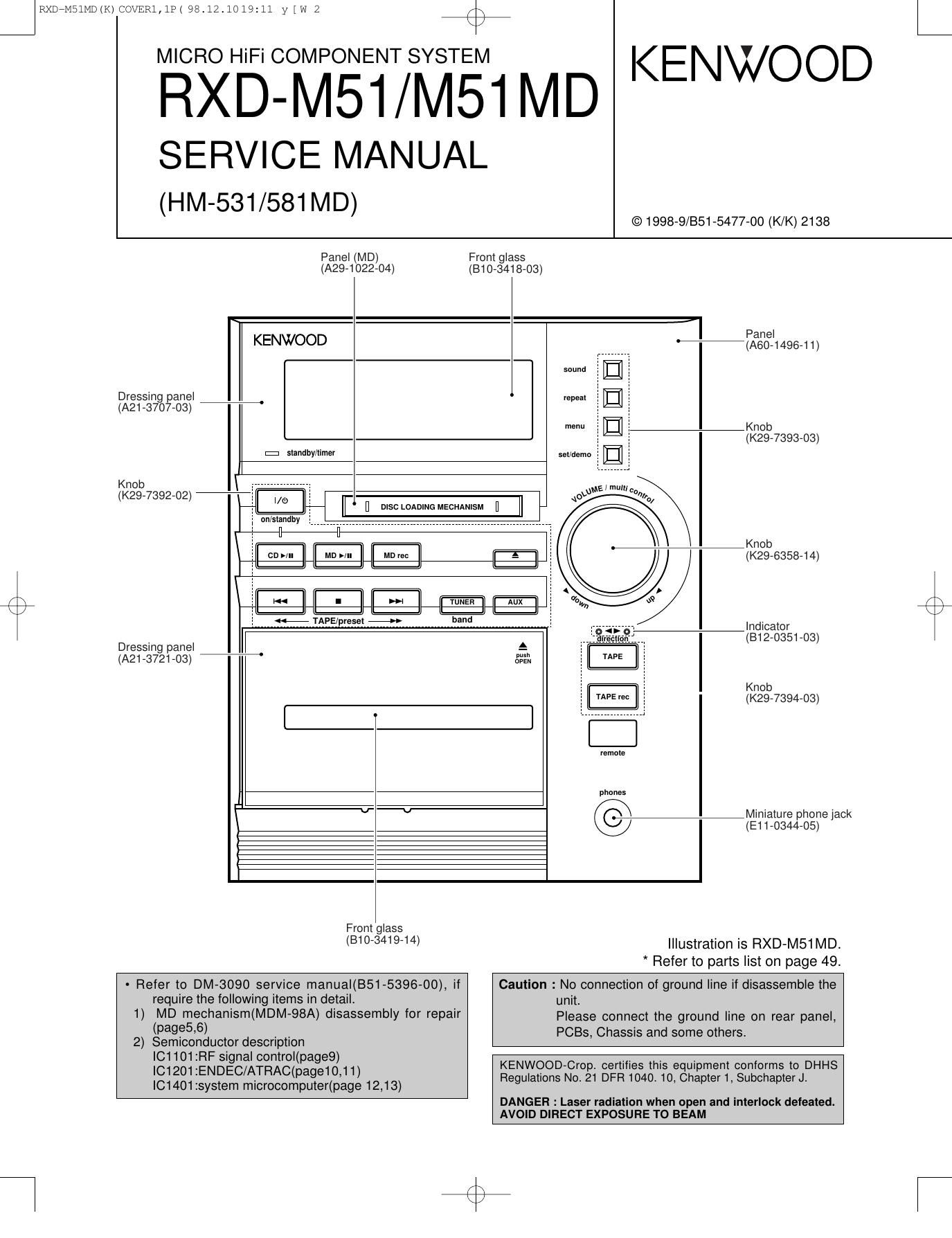 Kenwood HM 581 MD Service Manual