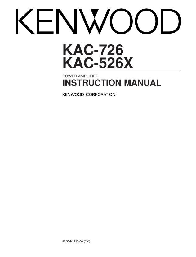 Kenwood KAC 526 X Owners Manual