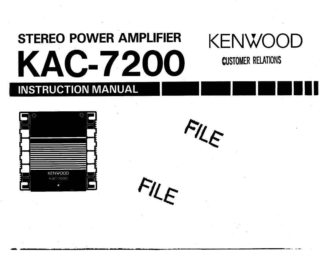 Kenwood KAC 7200 Owners Manual