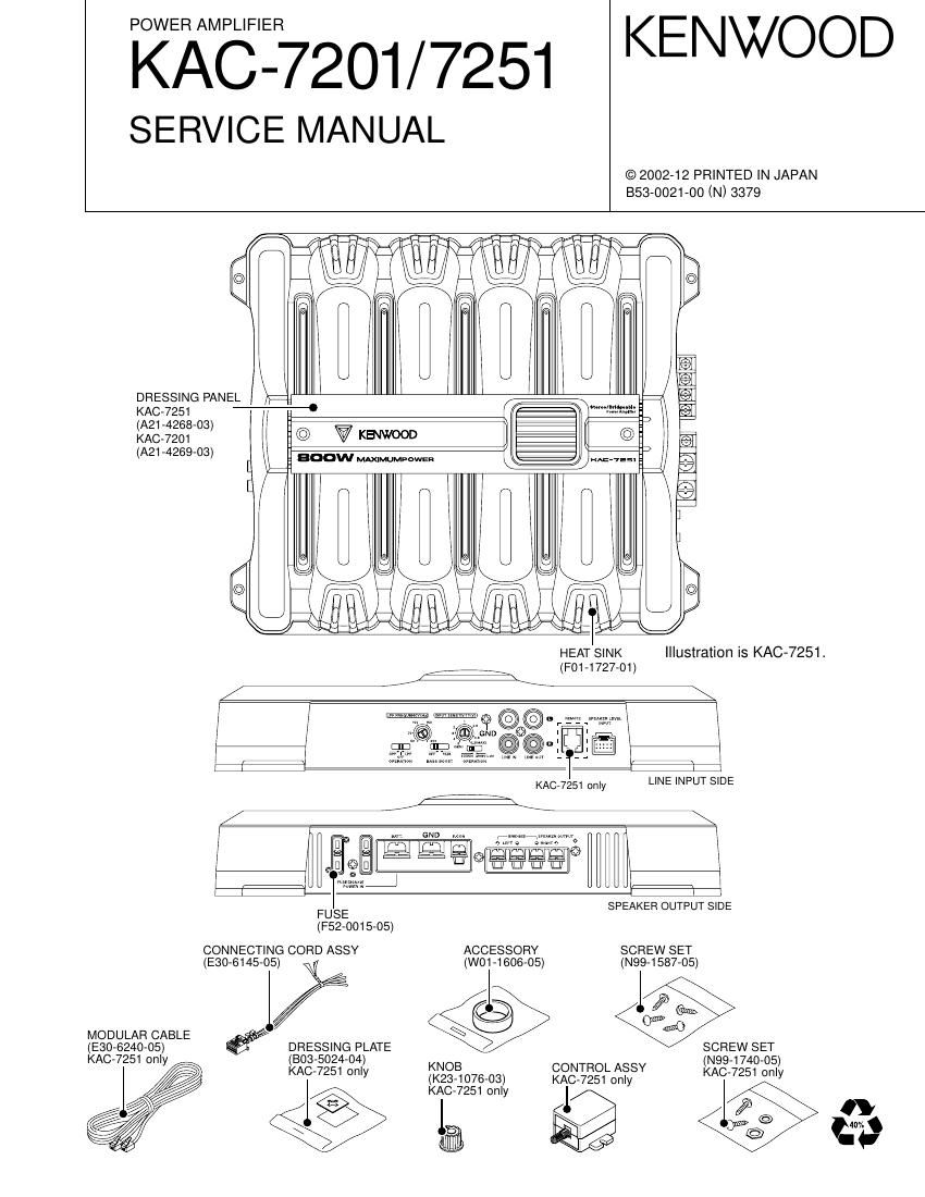 Kenwood KAC 7201 Service Manual