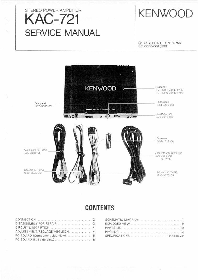 Kenwood KAC 721 Service Manual