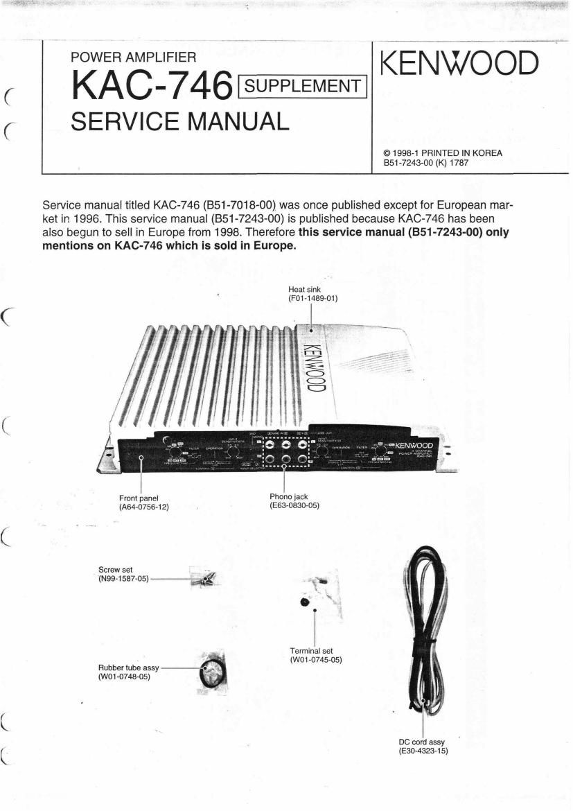 Kenwood KAC 746 Service Manual