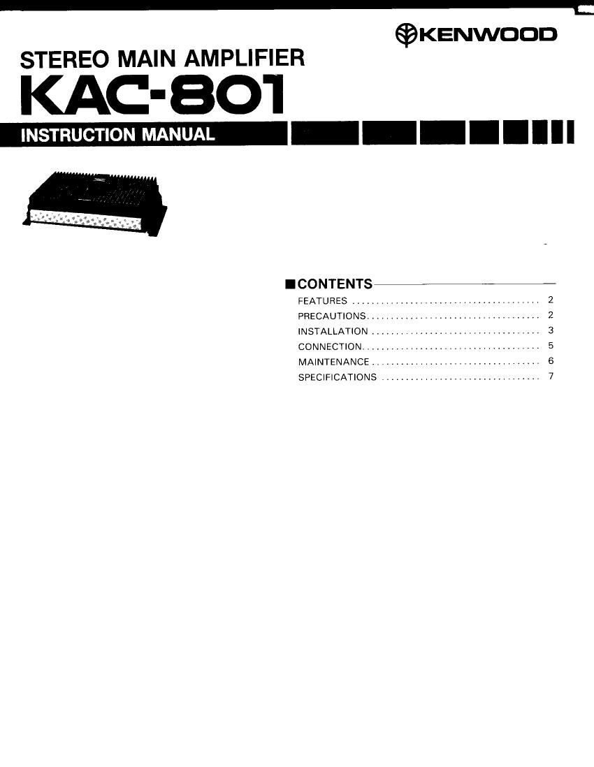 Kenwood KAC 801 Owners Manual