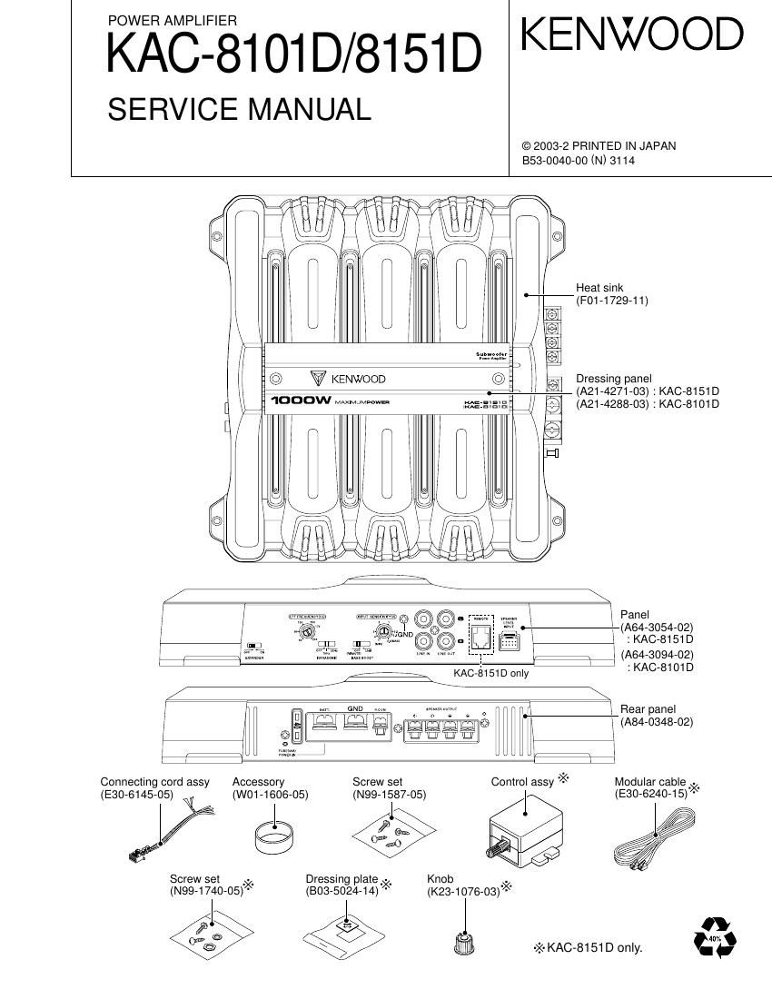 Kenwood KAC 8101 D Service Manual