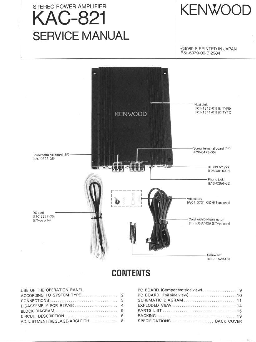 Kenwood KAC 821 Service Manual