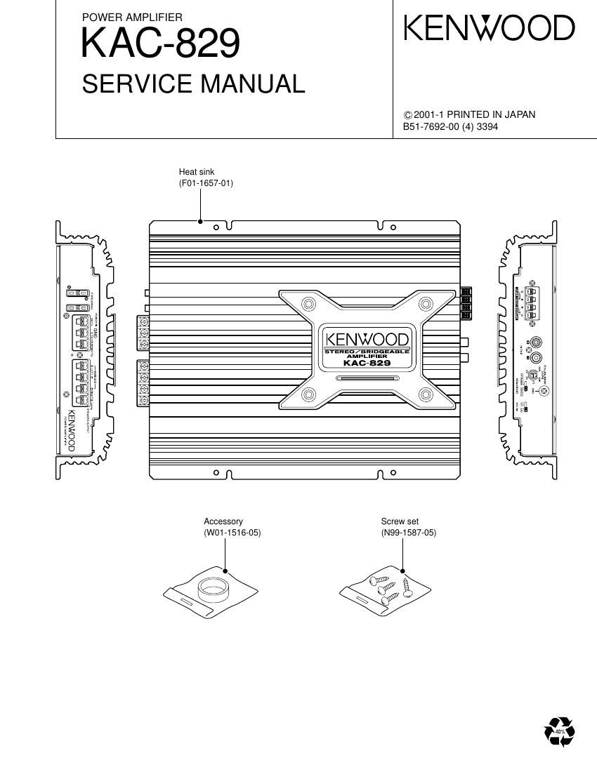 Kenwood KAC 829 Service Manual