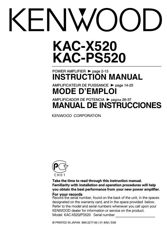 Kenwood KACX 520 Owners Manual