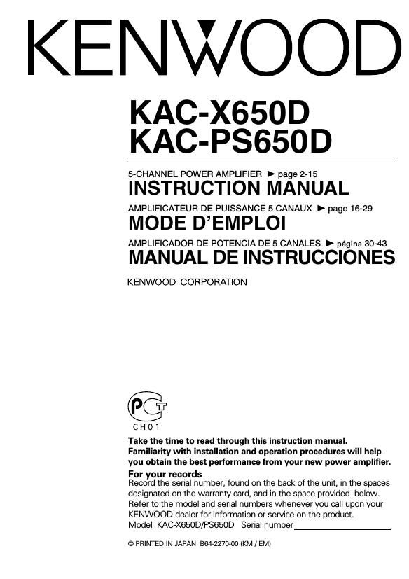 Kenwood KACX 650 D Owners Manual