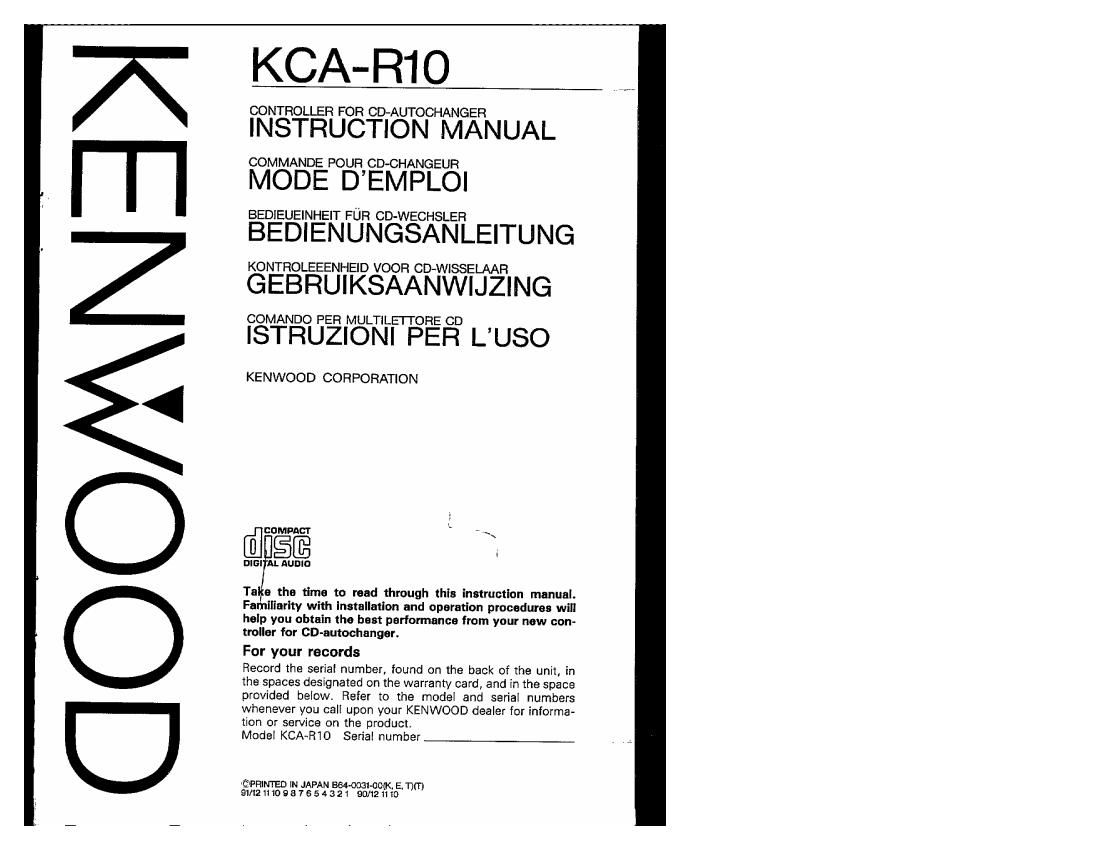 Kenwood KCAR 10 Owners Manual