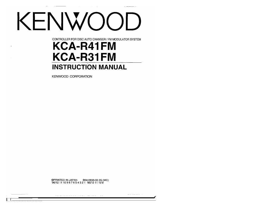 Kenwood KCAR 41 FM Owners Manual