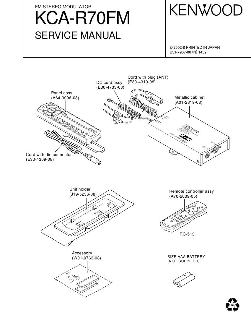 Kenwood KCAR 70 FM Service Manual