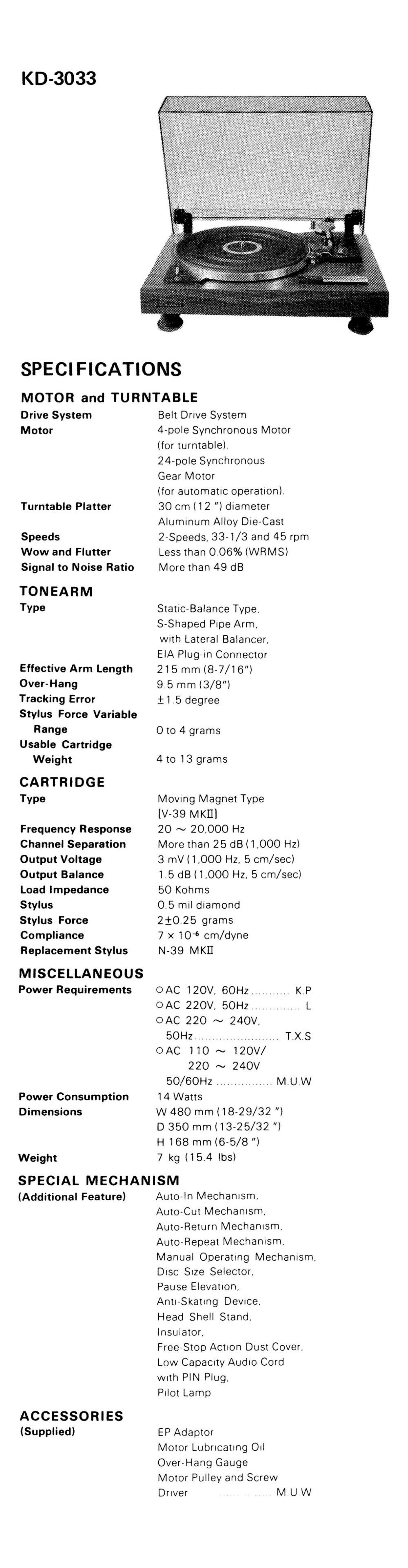 Kenwood KD 3033 Brochure