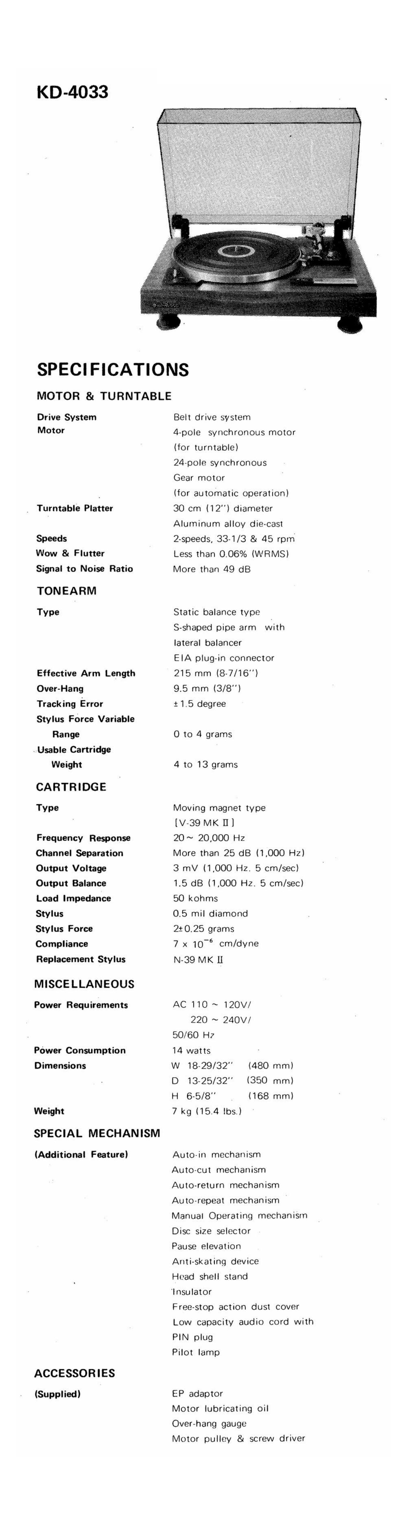 Kenwood KD 4033 Brochure