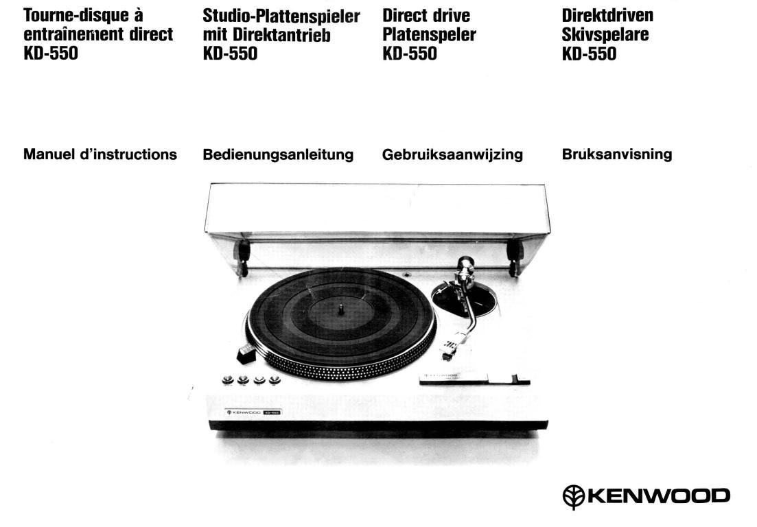 Kenwood KD 550 Owners Manual