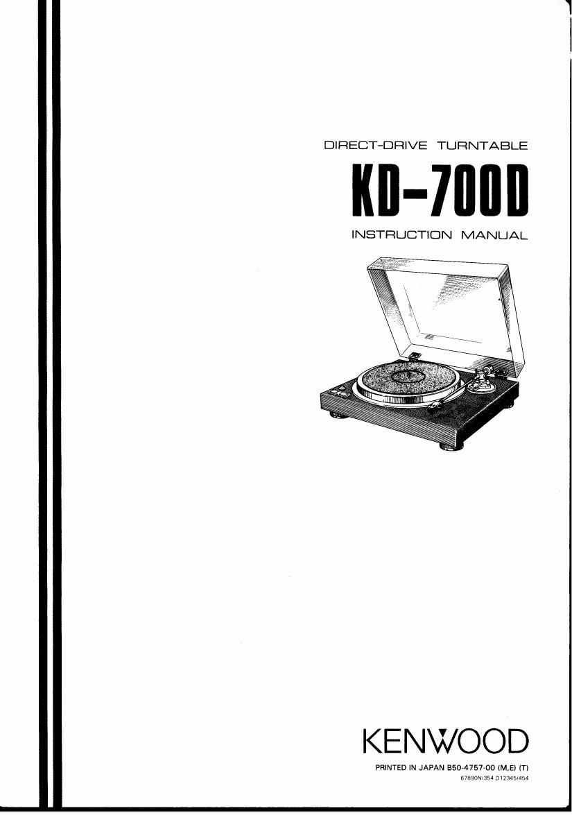 Kenwood KD 700 D Owners Manual