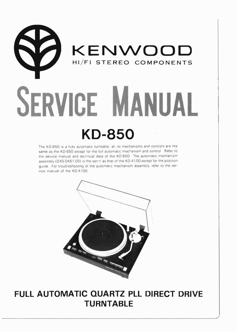 Kenwood KD 850 Service Manual
