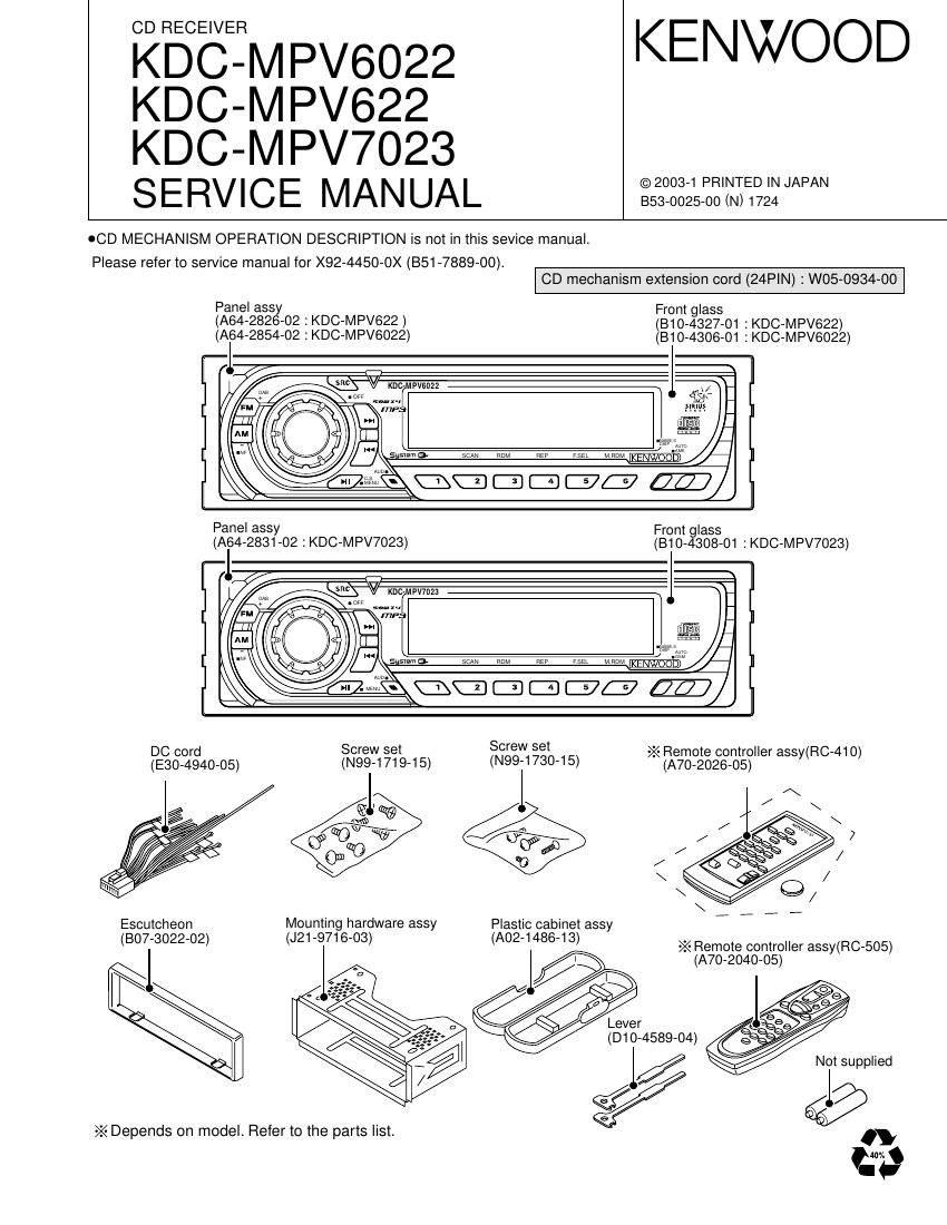 Kenwood KD CMPV 6022 Service Manual