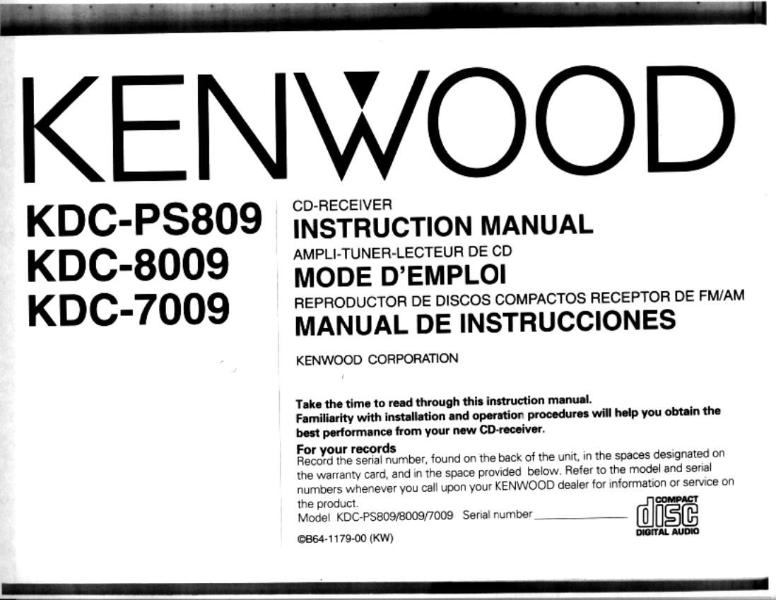 Kenwood KD CPS 809 Owners Manual