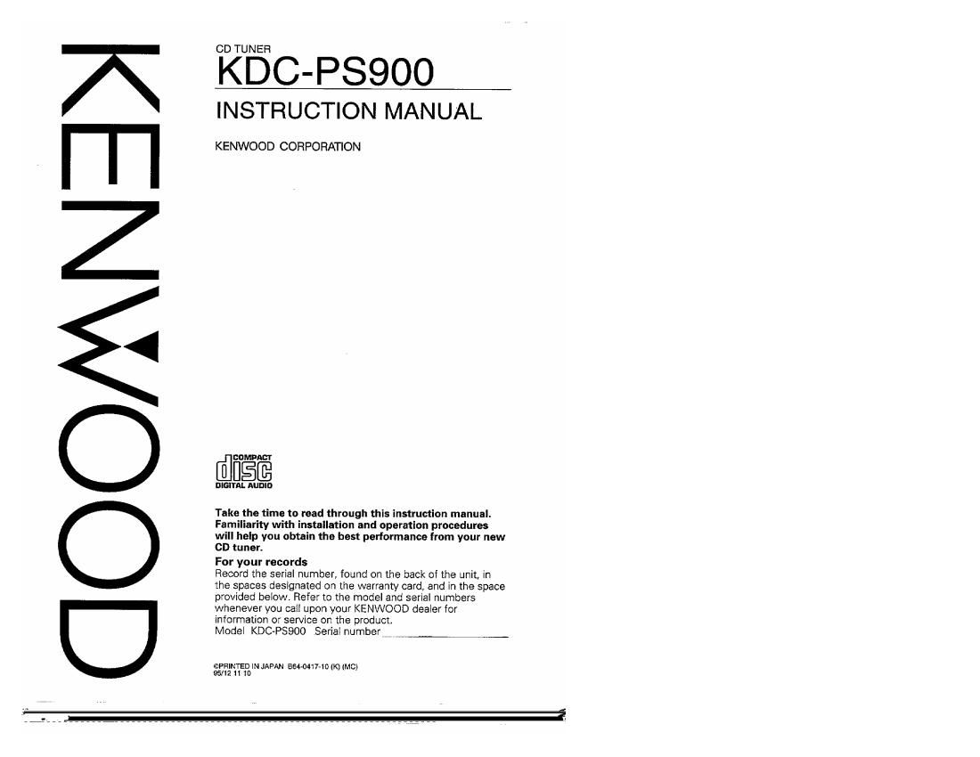 Kenwood KD CPS 900 Owners Manual