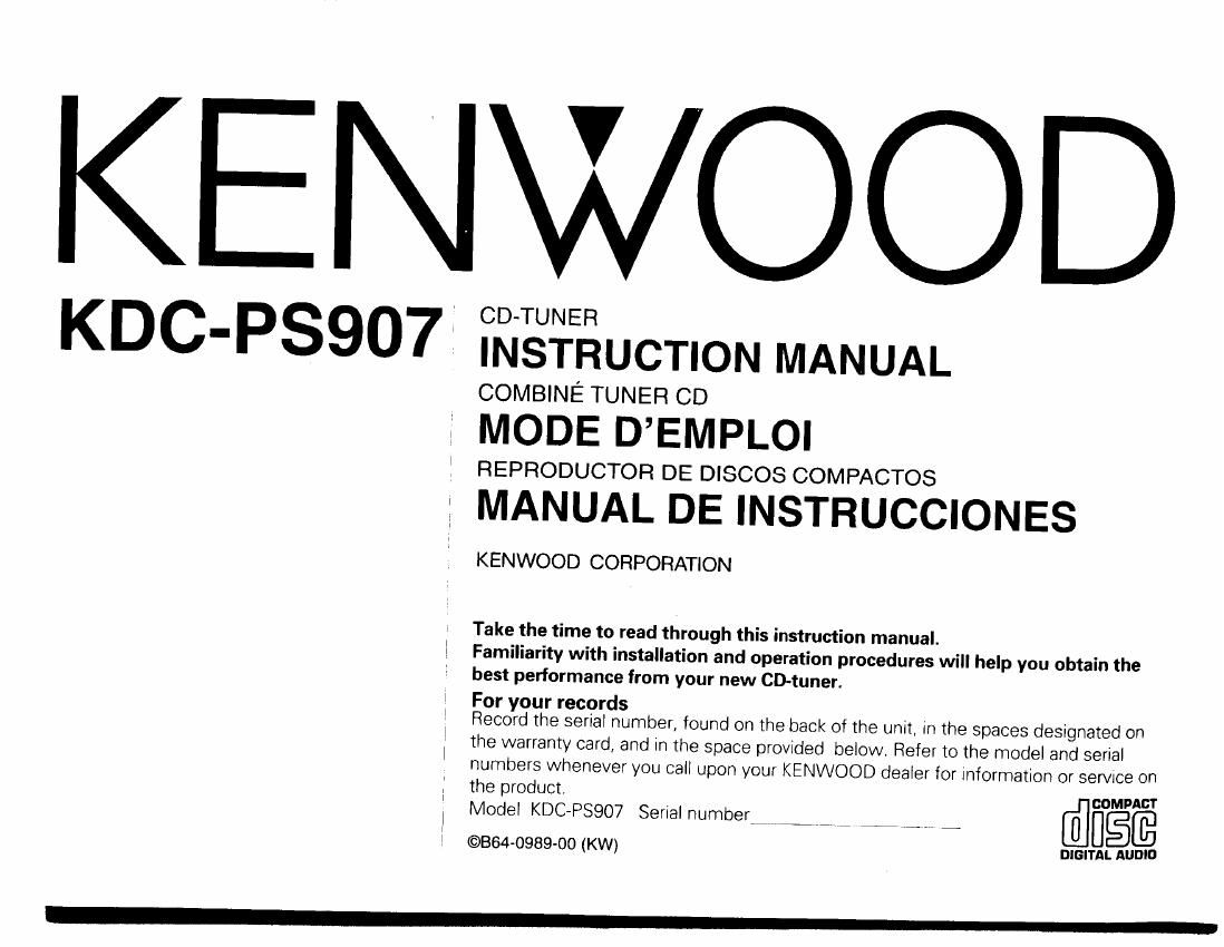 Kenwood KD CPS 907 Owners Manual