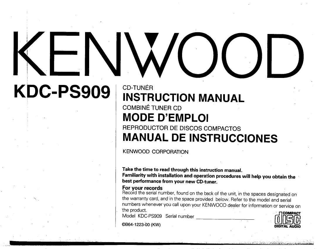 Kenwood KD CPS 909 Owners Manual