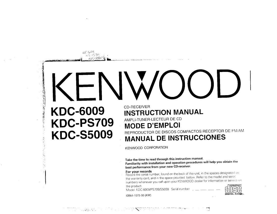 Kenwood KD CS 5009 Owners Manual