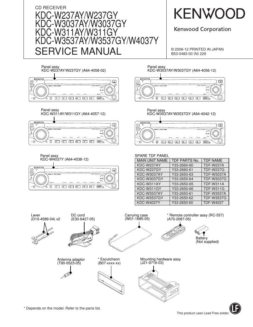 Kenwood KD CW 237 GY Service Manual