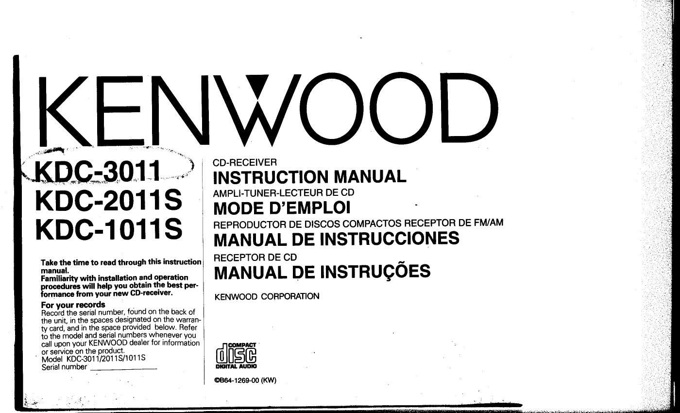 Kenwood KDC 1011 S Owners Manual