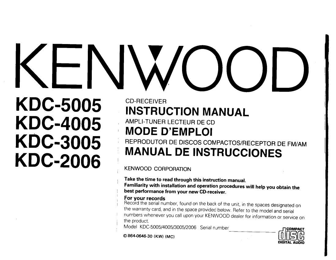 Kenwood KDC 2006 Owners Manual
