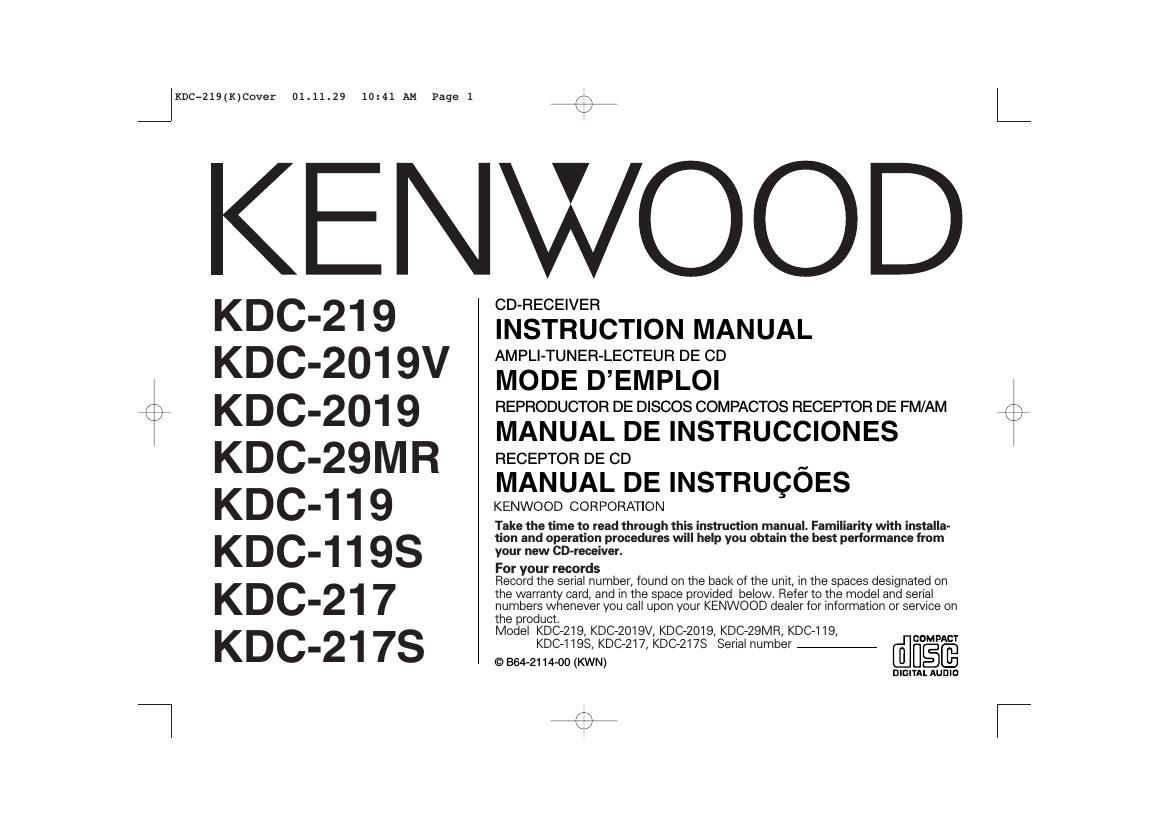 Kenwood KDC 2019 V Owners Manual