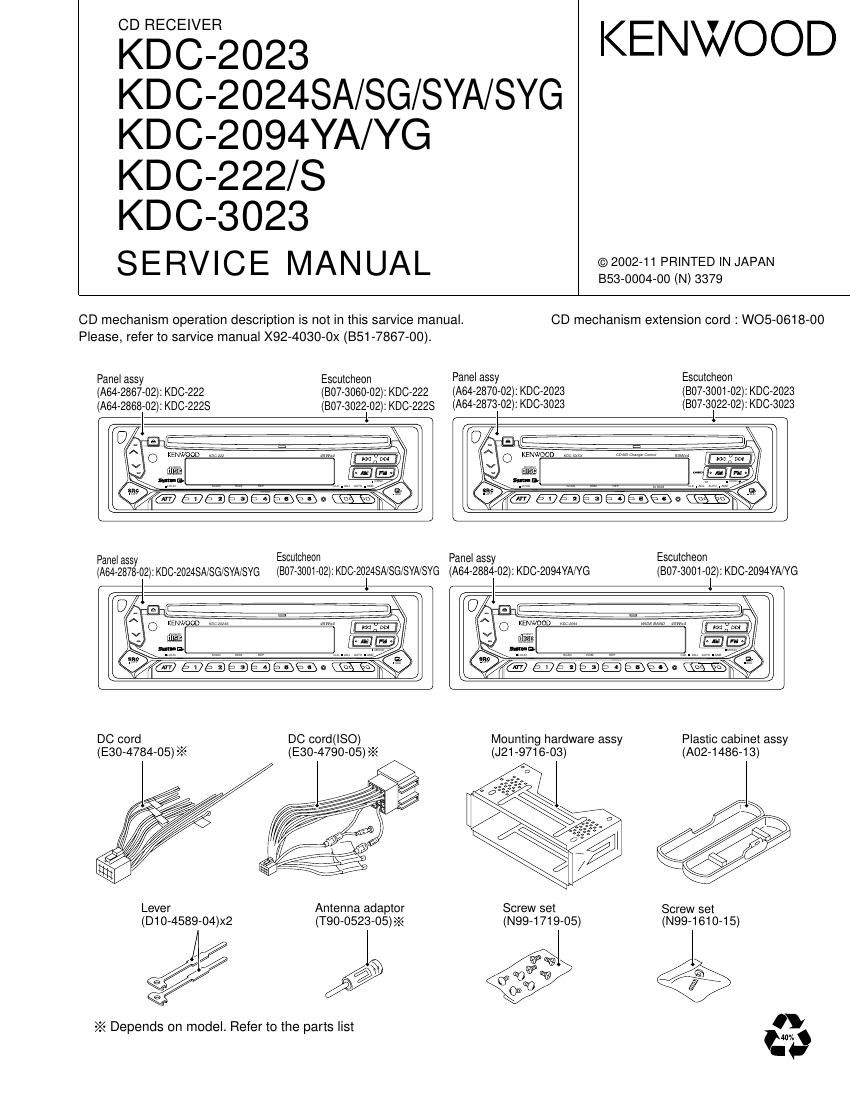 Kenwood KDC 2024 SYA Service Manual