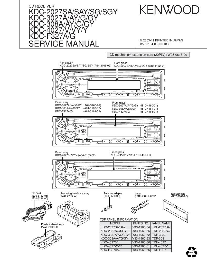 Kenwood KDC 2027 SAY Service Manual