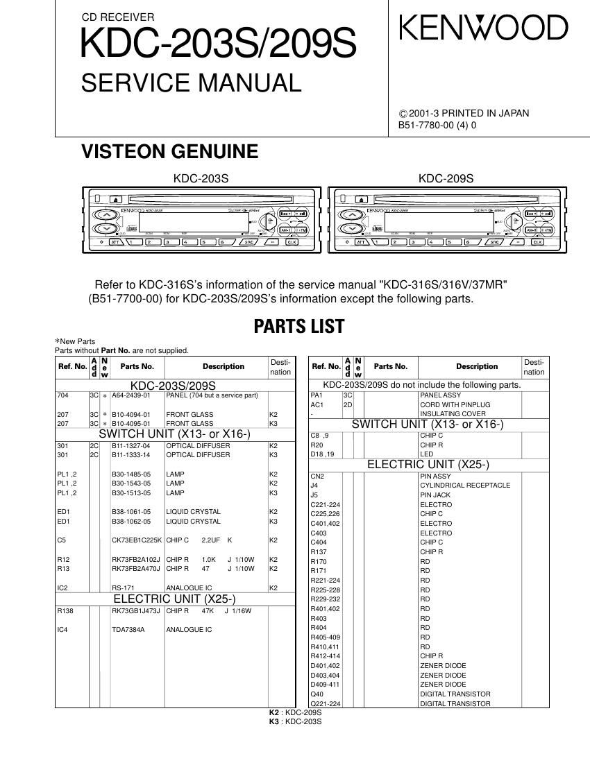 Kenwood KDC 203 S Service Manual