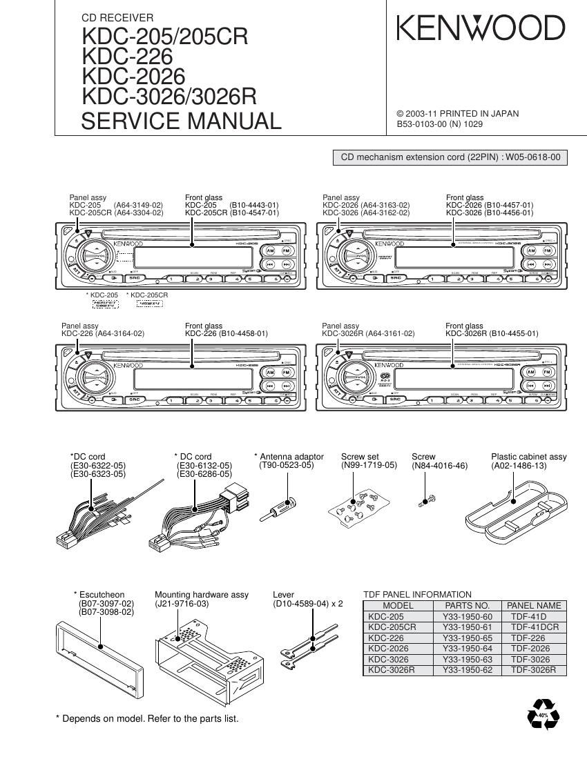 Kenwood KDC 205 Service Manual