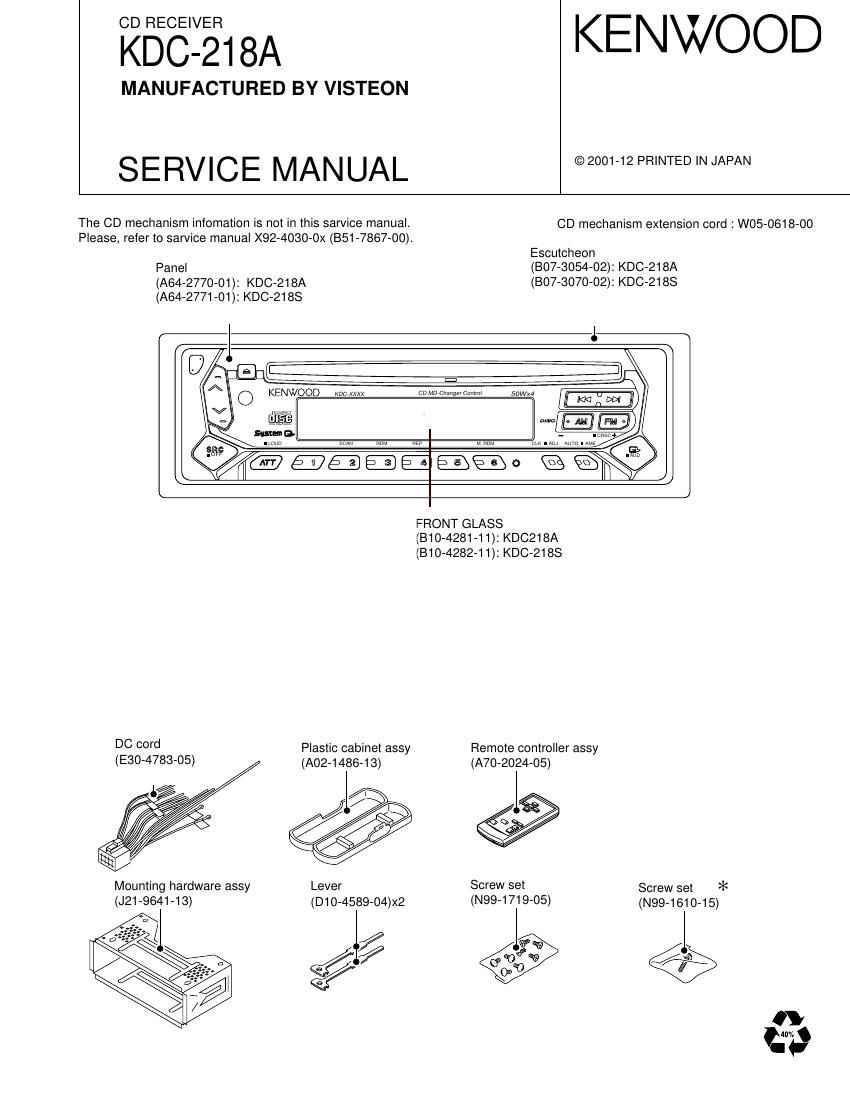 Kenwood KDC 218 A Service Manual