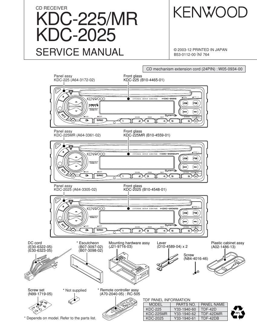 Kenwood KDC 225 MR Service Manual