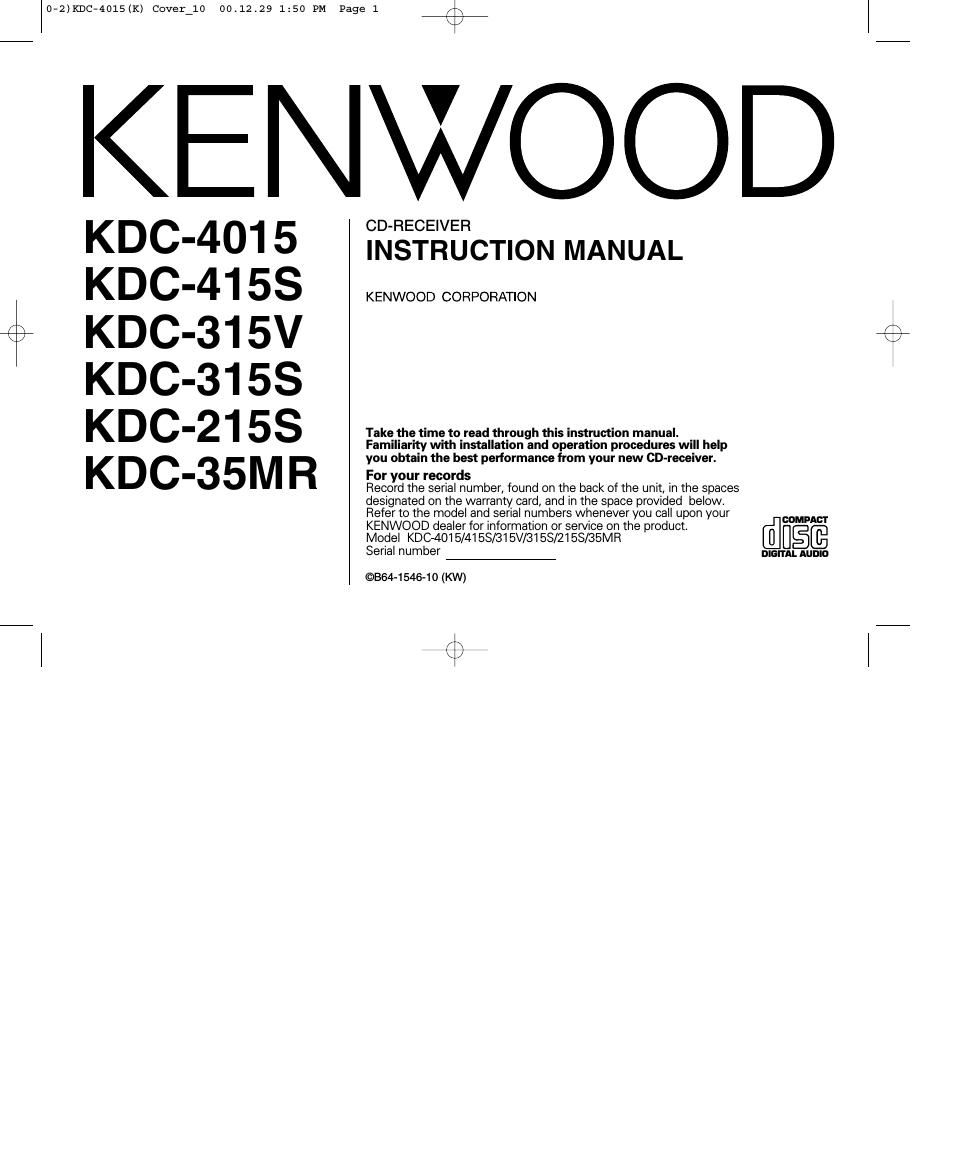 Kenwood KDC 315 V Owners Manual