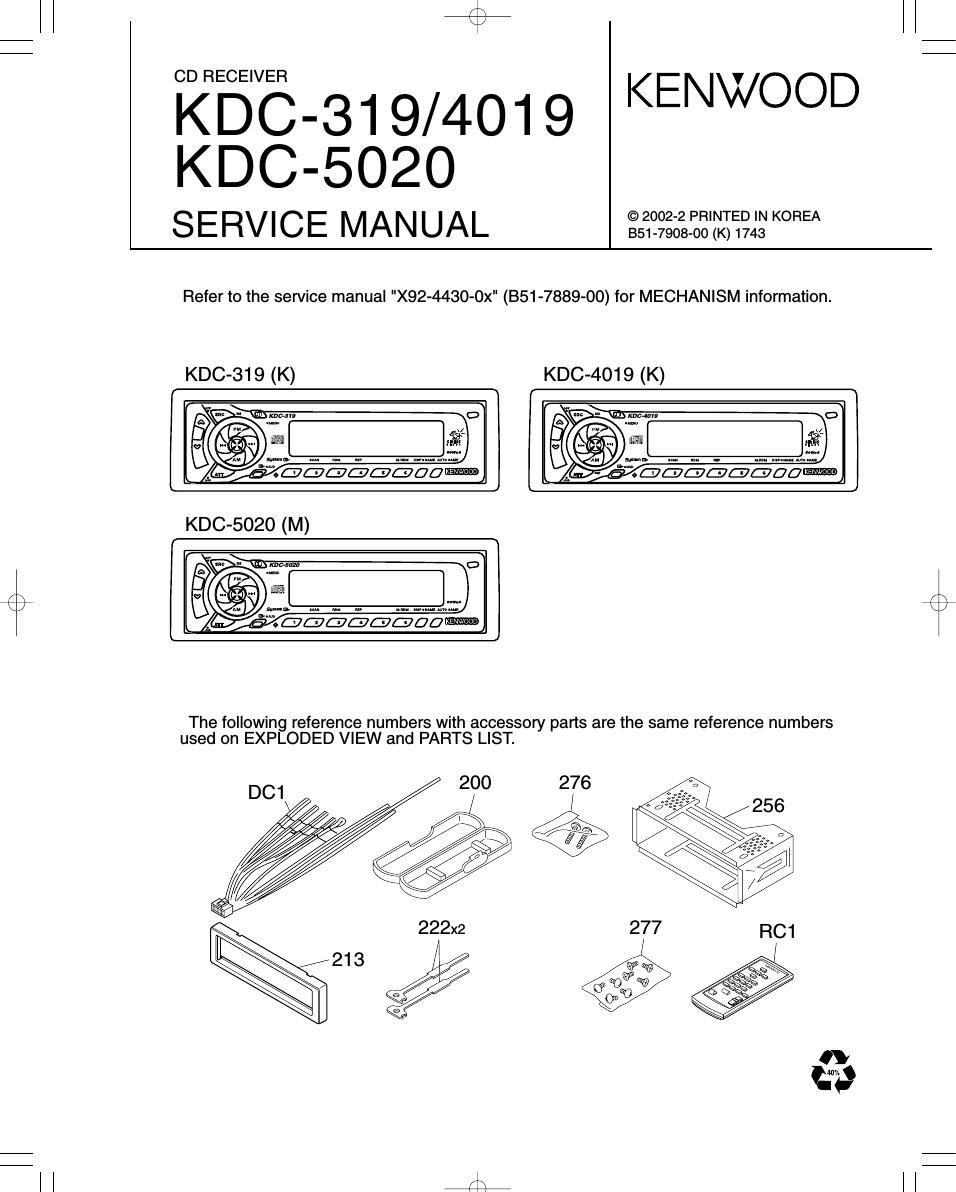 Kenwood KDC 319 Service Manual