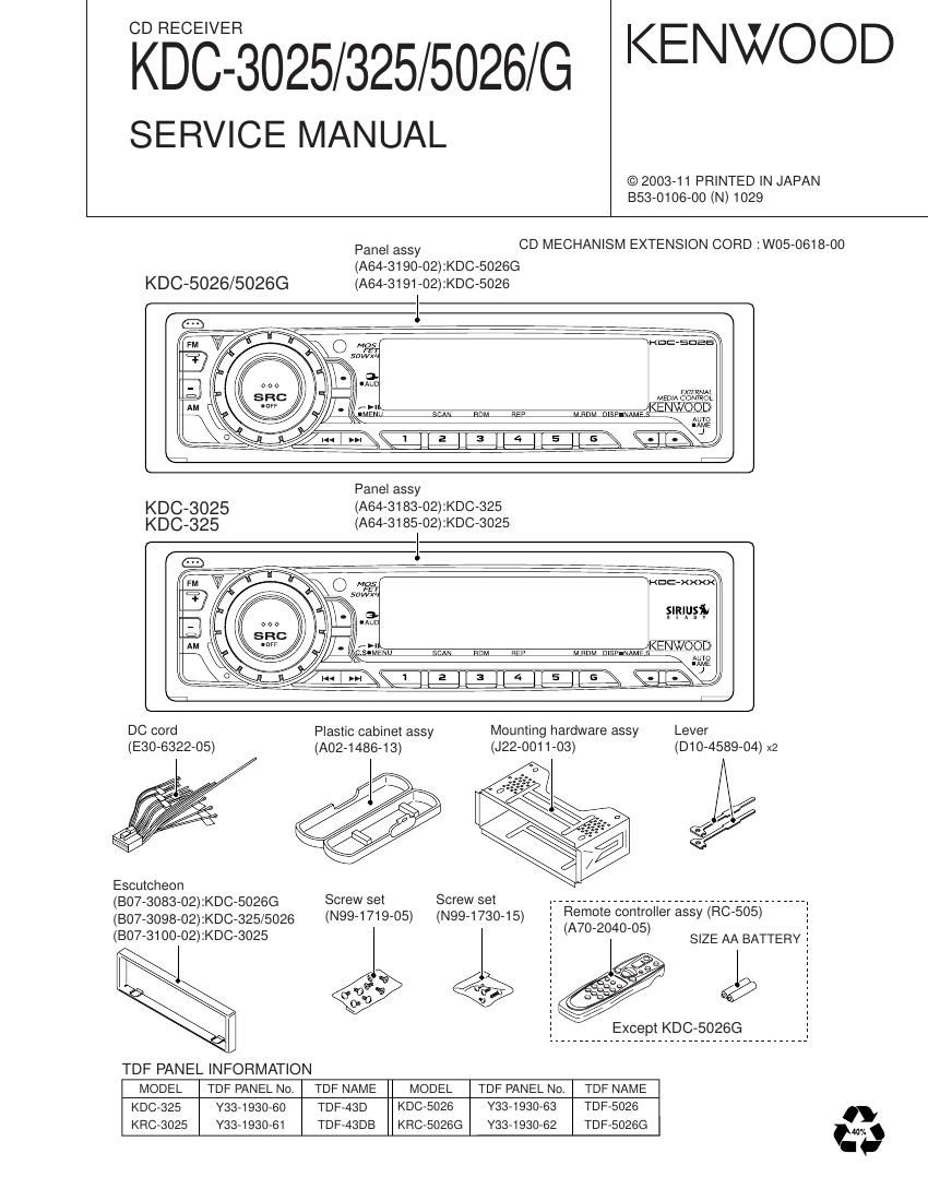 Kenwood KDC 325 Service Manual