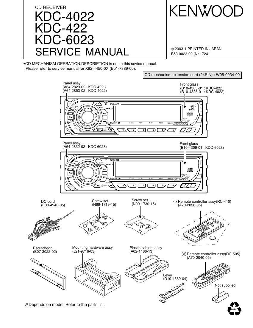 Kenwood KDC 4022 Service Manual